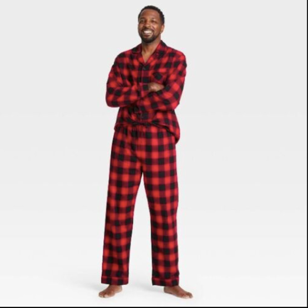 NEW Wondershop Red Black Checkered 2 Piece Family Sleep Set Mens Medium